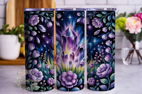 Amethyst Floral Night Sky 20oz Tumbler