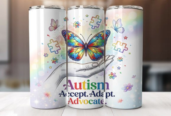 Autism Awareness 20oz Tumbler Wrap PNG