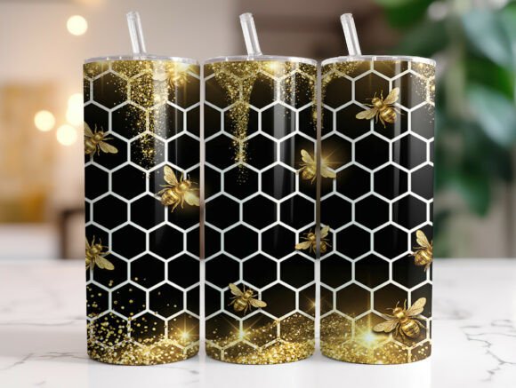 Black Gold Honey Bee Honeycomb Tumbler