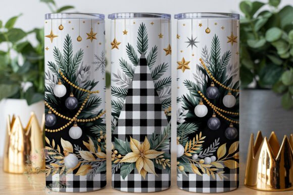 Black White Christmas Tree 20oz Tumbler