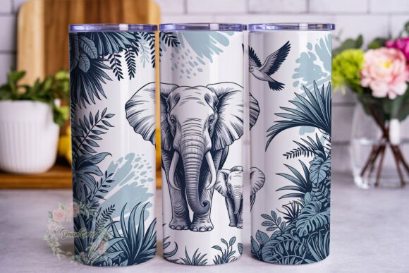Blue Elephant Jungle 20oz Tumbler Wrap