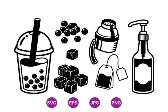 Bubble Tea Drink Elements Svg