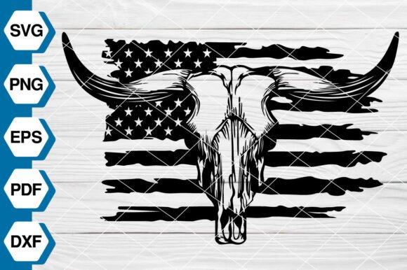 Bull Skull USA Flag SVG EP651