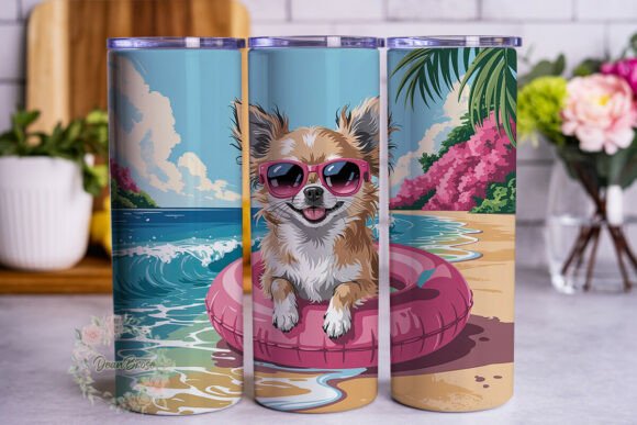 Chihuahua Beach Summer 20oz Tumbler Wrap