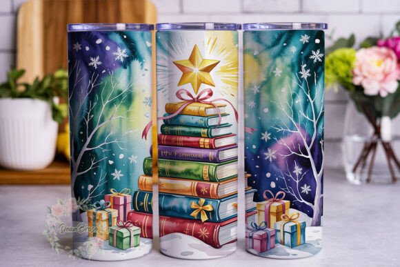 Christmas Bookshelf Snow 20oz Tumbler