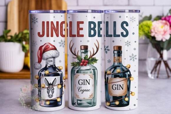 Christmas Gin Bottle 20oz Tumbler Wrap