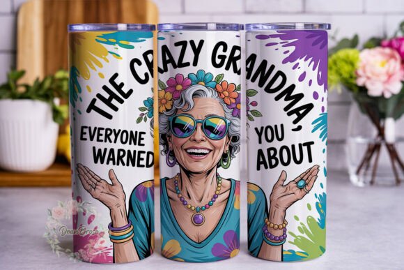 Crazy Grandma Paint Splatter Tumbler