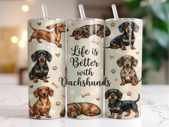 Cute Dachshund Dog Tumbler Wrap Design