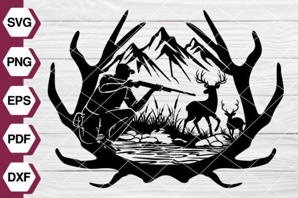 Deer Hunting Scene SVG EP633