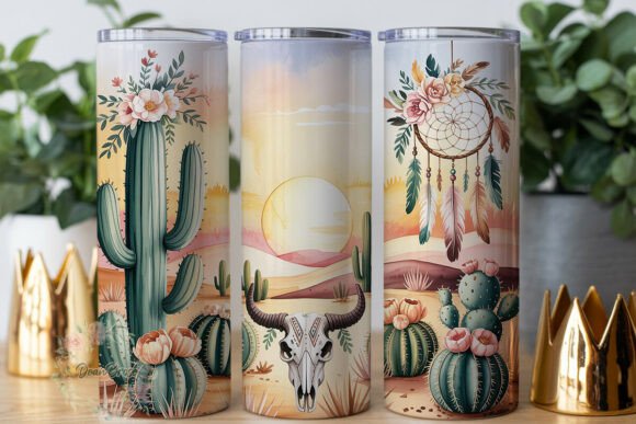 Desert Sunset Boho Cacti 20oz Tumbler