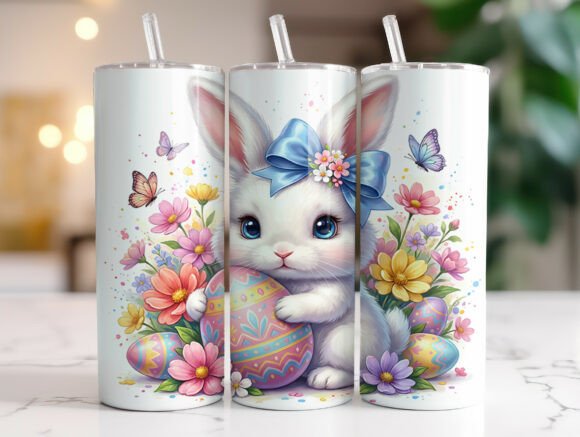 Easter Bunny Floral Egg 20oz Tumbler PNG