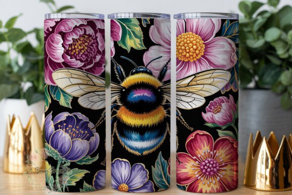Elegant Floral Bee 20oz Tumbler Wrap