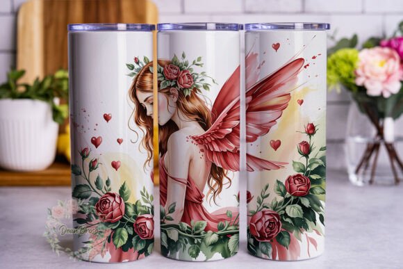 Elegant Red Rose Fairy 20oz Tumbler Wrap