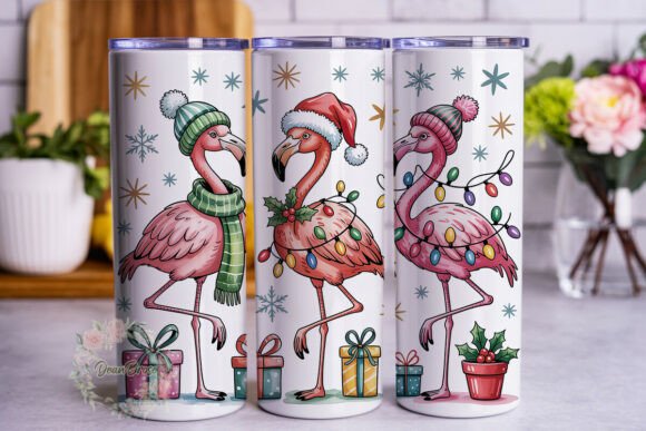 Flamingo Christmas 20oz Tumbler Wrap