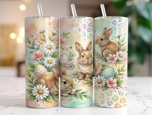 Floral Easter Rabbit 20oz Tumbler Wrap