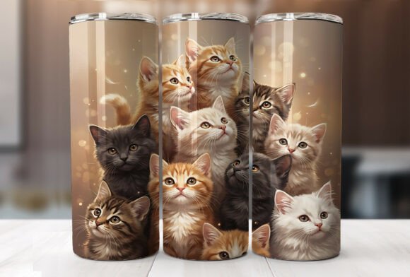 Funny Cats 20oz Tumbler Wrap PNG Design