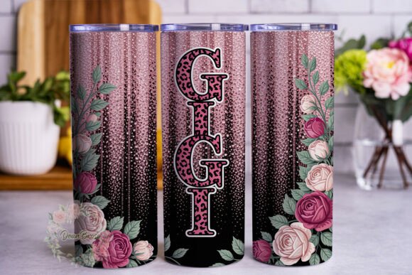 Gigi Glitter Leopard Rose 20oz Tumbler