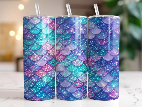 Glitter Mermaid Scale 20oz Tumbler Wrap