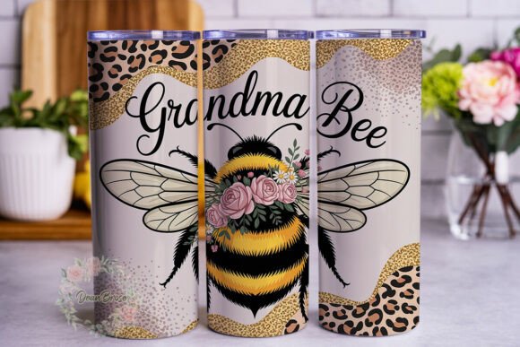 Grandma Bee Glitter Leopard 20oz Tumbler