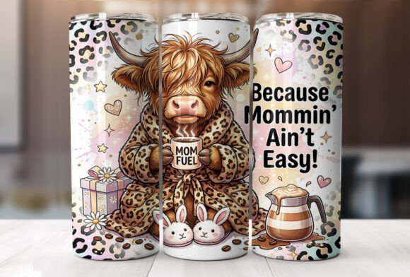 Highland Cow Mom Coffee Quote Tumbler