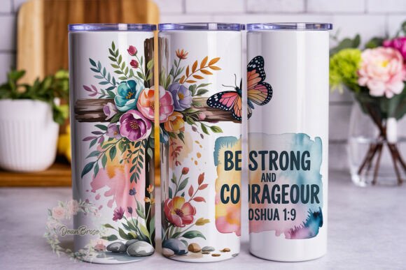 Inspirational Cross Floral Tumbler Wrap
