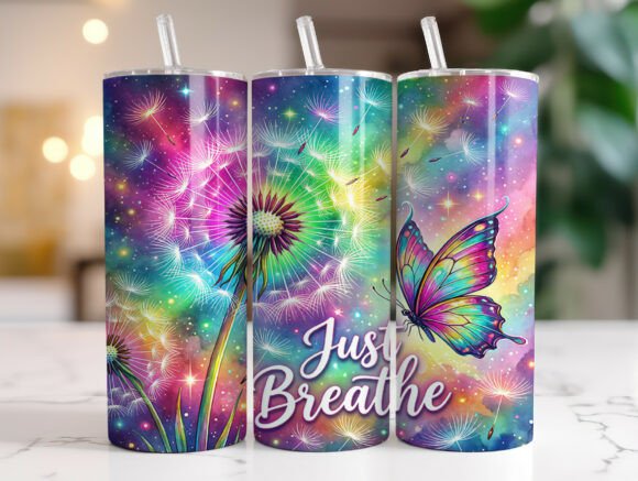 Just Breathe Dandelion Floral Tumbler