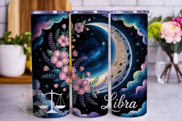 Libra Moon Floral 20oz Tumbler Wrap