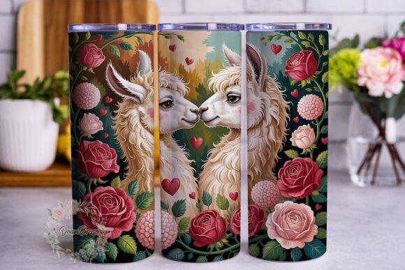 Llama Love Floral Hearts 20oz Tumbler