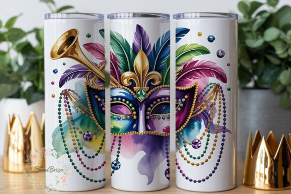 Mardi Gras Feather Mask 20oz Tumbler