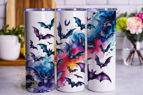 Mystical Bat Swarm Watercolor Tumbler
