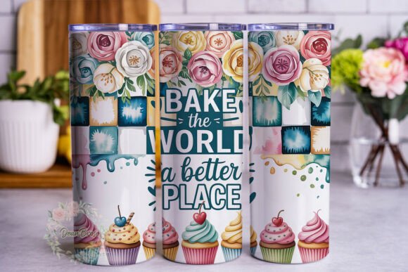 Pastel Cupcakes Floral 20oz Tumbler Wrap