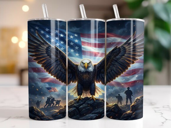 Patriotic Bald Eagle USA Flag Tumbler