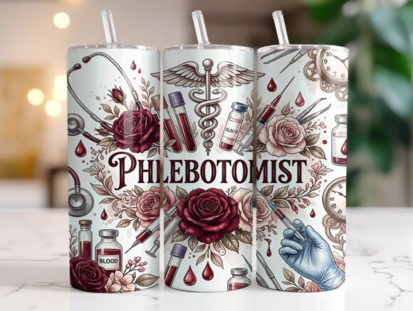 Phlebotomist Floral Tumbler Wraps PNG