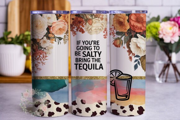 Salty Tequila Leopard Floral Tumbler