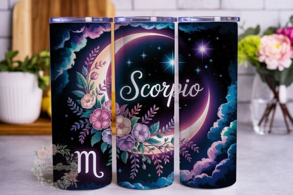 Scorpio Moon Flowers 20oz Tumbler Wrap