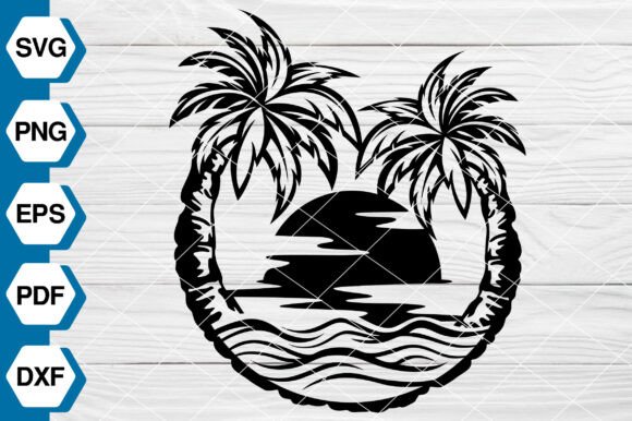 Sunset Beach Scene SVG EP668