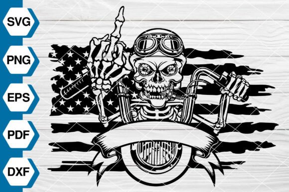 US Biker Skull SVG – American Biker-EP669